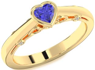 Diamond Amethyst Gold Heart Promise Ring