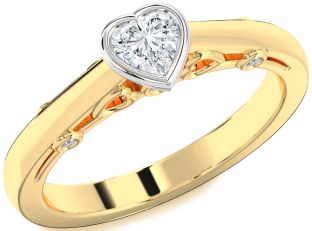 Diamond White Yellow Gold Heart Promise Ring