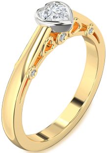 Diamond White Yellow Gold Heart Promise Ring