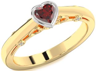 Diamond Amethyst Platinum & Yellow Gold Heart Promise Ring