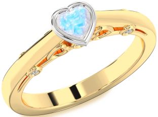 Diamond Amethyst Platinum & Yellow Gold Heart Promise Ring