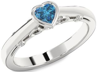 Diamond Amethyst Platinum Heart Promise Ring