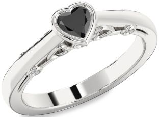 Diamond Amethyst Platinum Heart Promise Ring