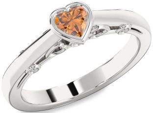 Diamond Amethyst Platinum Heart Promise Ring