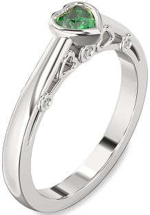 Diamond Emerald White Gold Heart Promise Ring