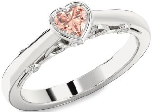 Diamond Amethyst Platinum Heart Promise Ring