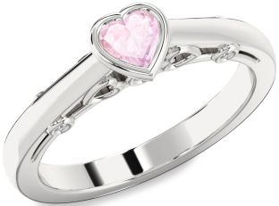 Diamond Amethyst Platinum Heart Promise Ring