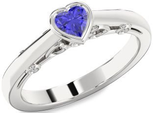 Diamond Amethyst Platinum Heart Promise Ring