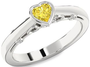 Diamond Amethyst Platinum Heart Promise Ring