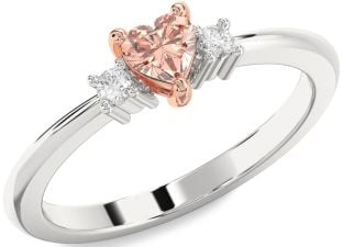 Diamond Amethyst Platinum & Rose Gold Heart Three Stone Engagement Ring