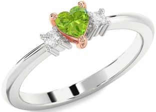 Diamond Amethyst Platinum & Rose Gold Heart Three Stone Engagement Ring