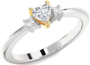 Diamond White Yellow Gold Heart Promise Ring