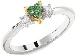 Diamond Amethyst Platinum & Yellow Gold Heart Three Stone Engagement Ring