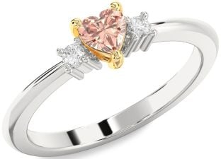 Diamond Amethyst Platinum & Yellow Gold Heart Three Stone Engagement Ring