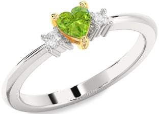 Diamond Amethyst Platinum & Yellow Gold Heart Three Stone Engagement Ring