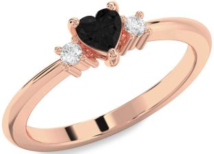 Diamond Amethyst Rose Gold Heart Three Stone Engagement Ring