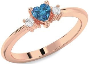 Diamond Amethyst Rose Gold Heart Three Stone Engagement Ring