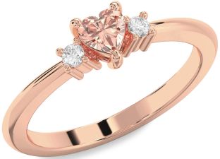 Diamond Amethyst Rose Gold Heart Three Stone Engagement Ring