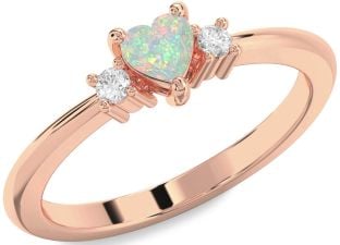 Diamond Amethyst Rose Gold Heart Three Stone Engagement Ring
