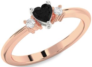Diamond Amethyst Platinum & Rose Gold Heart Three Stone Engagement Ring