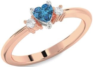 Diamond Amethyst Platinum & Rose Gold Heart Three Stone Engagement Ring