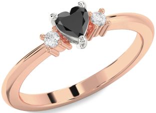 Diamond Amethyst Platinum & Rose Gold Heart Three Stone Engagement Ring