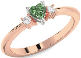 Diamond Amethyst Platinum & Rose Gold Heart Three Stone Engagement Ring