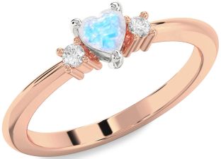 Diamond Amethyst Platinum & Rose Gold Heart Three Stone Engagement Ring
