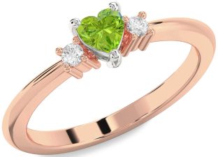 Diamond Amethyst Platinum & Rose Gold Heart Three Stone Engagement Ring