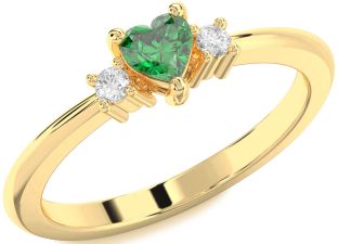 Diamond Emerald Gold Heart Promise Ring