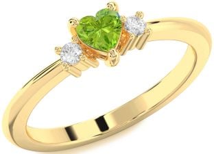 Diamond Amethyst Gold Heart Three Stone Engagement Ring