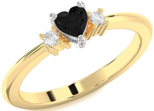 Diamond Amethyst Platinum & Yellow Gold Heart Three Stone Engagement Ring