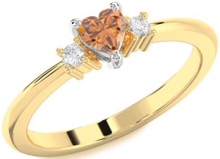 Diamond Amethyst Platinum & Yellow Gold Heart Three Stone Engagement Ring