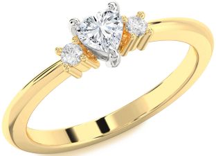 Diamond White Yellow Gold Heart Promise Ring