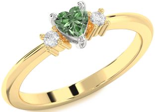 Diamond Amethyst Platinum & Yellow Gold Heart Three Stone Engagement Ring