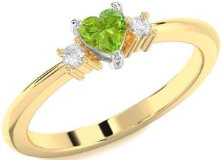 Diamond Amethyst Platinum & Yellow Gold Heart Three Stone Engagement Ring