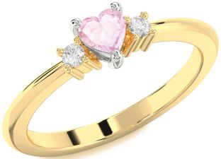 Diamond Amethyst Platinum & Yellow Gold Heart Three Stone Engagement Ring