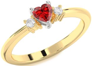 Diamond Ruby Gold Silver Heart Promise Ring