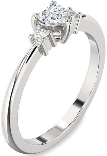 Diamond White Gold Heart Three Stone Engagement Ring