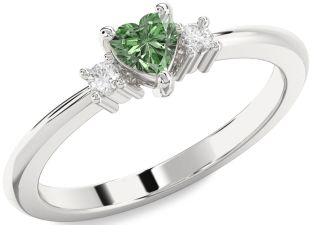 Diamond Amethyst Platinum Heart Three Stone Engagement Ring