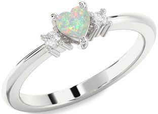 Diamond Amethyst Platinum Heart Three Stone Engagement Ring