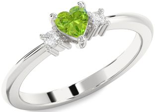 Diamond Amethyst Platinum Heart Three Stone Engagement Ring