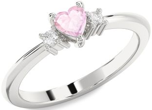Diamond Amethyst Platinum Heart Three Stone Engagement Ring