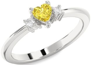 Diamond Amethyst Platinum Heart Three Stone Engagement Ring