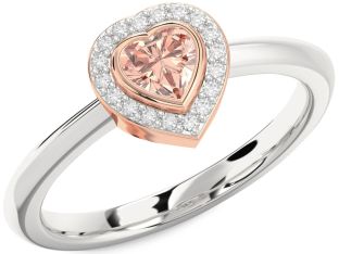 Diamond Amethyst Platinum & Rose Gold Heart Promise Ring