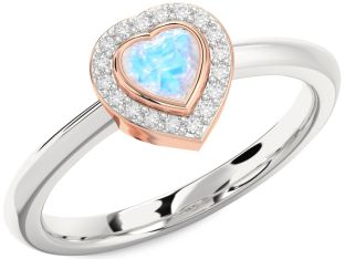 Diamond Amethyst Platinum & Rose Gold Heart Promise Ring
