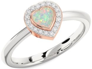 Diamond Amethyst Platinum & Rose Gold Heart Promise Ring