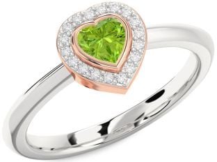 Diamond Amethyst Platinum & Rose Gold Heart Promise Ring