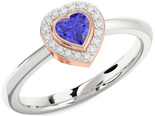 Diamond Amethyst White Rose Gold Heart Promise Ring