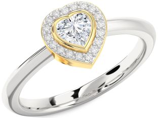 Diamond White Yellow Gold Heart Promise Ring